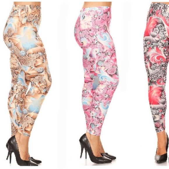2/$25 FASHION ABSTRACT SOFT LEGGINGS SLIM PANTS - Picture 3 of 5